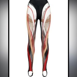 Mugler Multicolor Sheer Spiral Stirrup Leggings